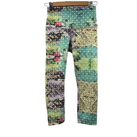 Lululemon Rare Wunder Under Crop II *Full-On Luon (Roll Down) in Paradise Grid 4 - Picture 3 of 11